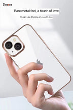 Protective Apple iPhone Back Cover - Electroplated Chrome Finish Hard PC Anti Yellow Case for iPhone 14 Pro Max (GOLD) - Style 3