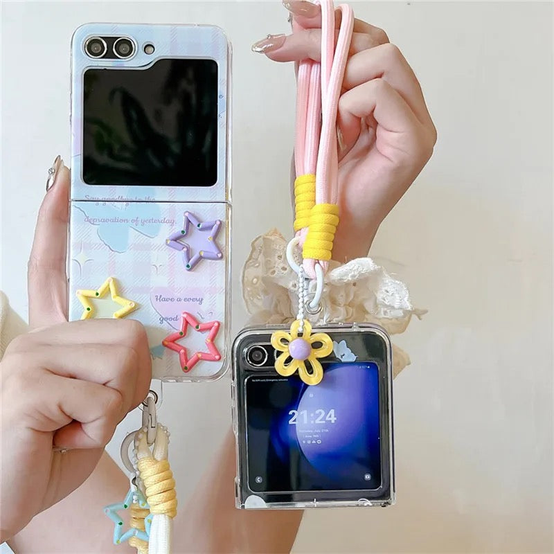 Samsung Z Flip Fold Transparent Lanyard Bracelet Cases Mobile Case by CoverMeUp - Style 2