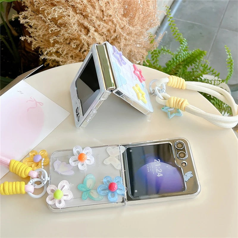 Samsung Z Flip Fold Transparent Lanyard Bracelet Cases Mobile Case by CoverMeUp - Style 5