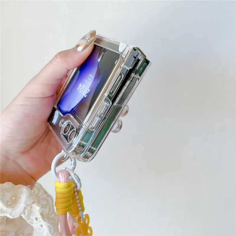 Samsung Z Flip Fold Transparent Lanyard Bracelet Cases