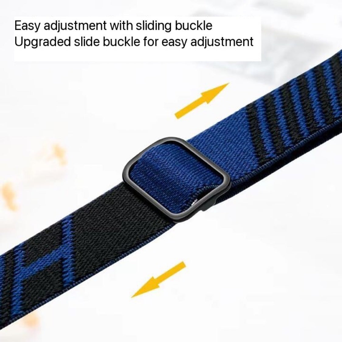 Nylon Solo Loop Strap Bands for Apple Watch 42mm 44mm 45mm 49 mm  Adjustable Stretch Elastics Weave - BLACK/BLUE