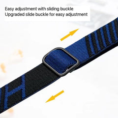 Nylon Solo Loop Strap Bands for Apple Watch 42mm 44mm 45mm 49 mm  Adjustable Stretch Elastics Weave - BLACK/BLUE