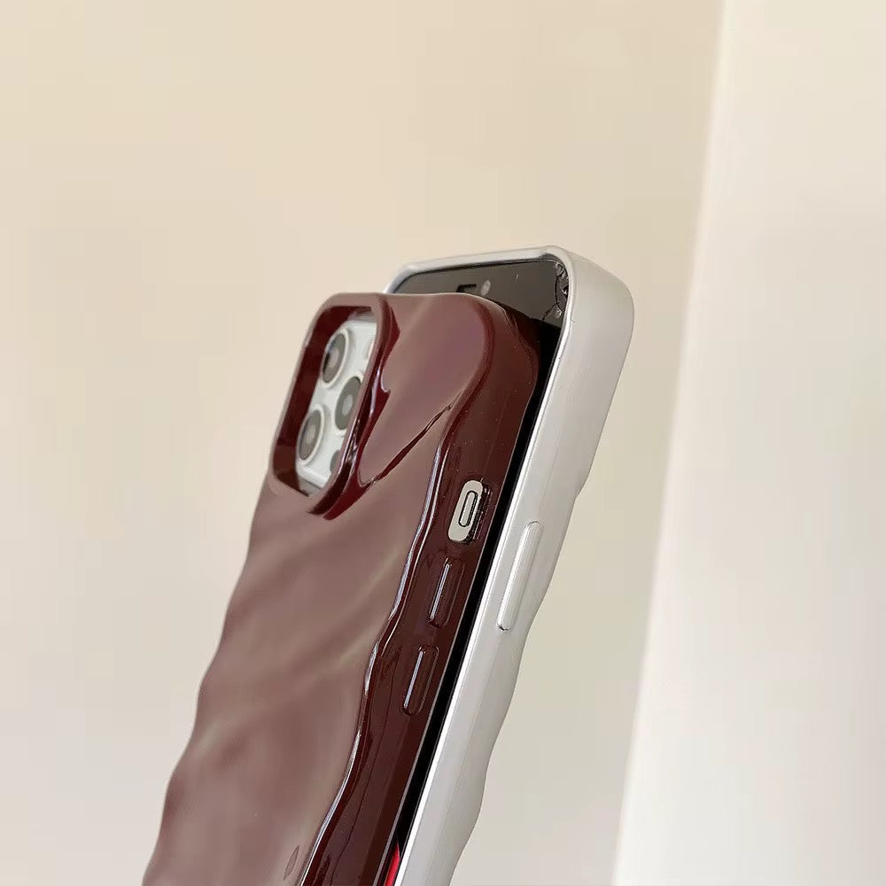 Protective Apple iPhone Back Cover - Maroon Glossy Textured Soft Silicone iPhone Case - Style 12
