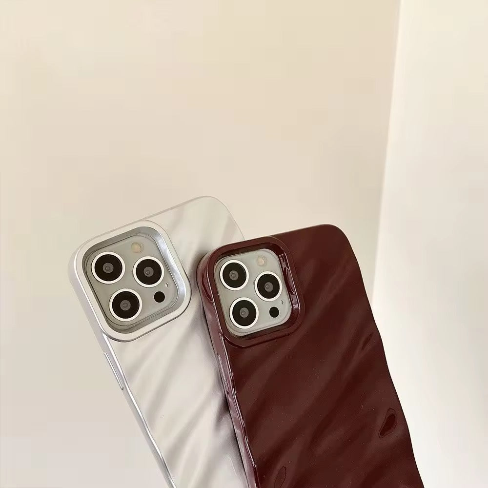 Protective Apple iPhone Back Cover - Maroon Glossy Textured Soft Silicone iPhone Case - Style 11