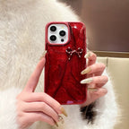 Protective Apple iPhone Back Cover - Cute Red Glitter Polka Bow Hybrid Bumper iPhone Case