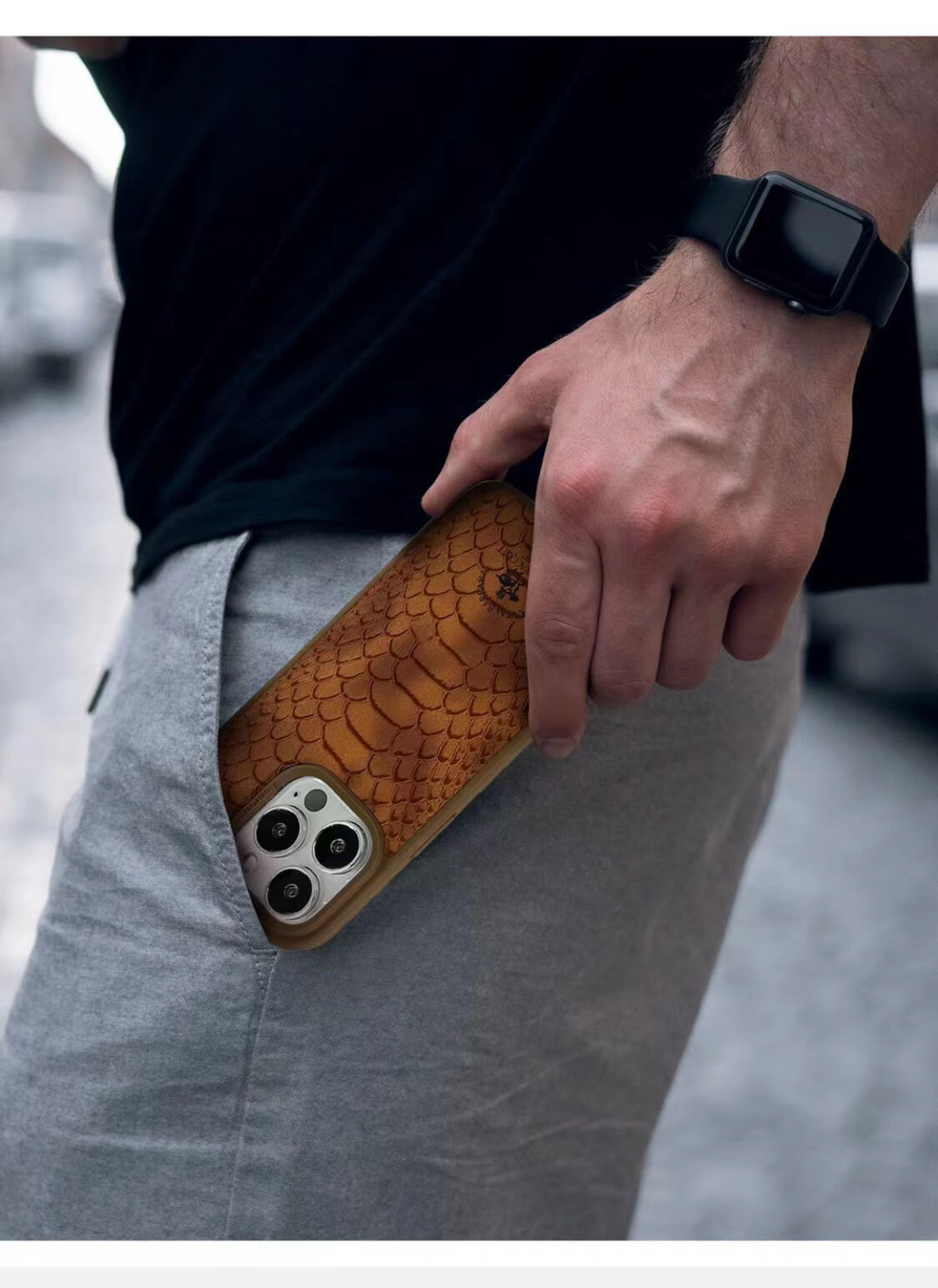 Protective Apple iPhone Back Cover - Santa Barbara Polo Knight Series Leather Back Cover iPhone 15 Pro  Max (Tan Brown) - Style 2