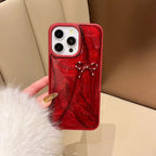 Protective Apple iPhone Back Cover - Cute Red Glitter Polka Bow Hybrid Bumper iPhone Case - Style 2