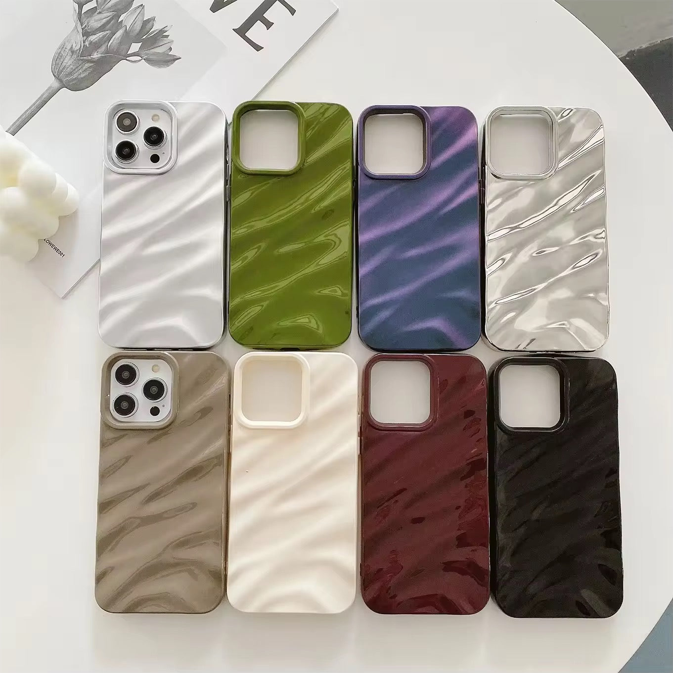 Protective Apple iPhone Back Cover - Maroon Glossy Textured Soft Silicone iPhone Case - Style 9