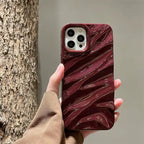 Protective Apple iPhone Back Cover - Maroon Glossy Textured Soft Silicone iPhone Case