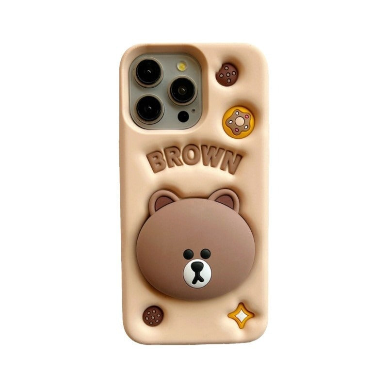 3D Samsung Teddy Bear Phone Pre-Order Holder Stand Rubber Silicone Case Mobile Case by CoverMeUp - Style 3