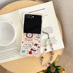 Cute Dog Bracelet Lanyard Chain Samsung Z Flip Pre-Order Case Mobile Case by CoverMeUp - Style 2
