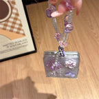 3D Purple Pearl Butterfly Lanyard Bracelet Chain Samsung Z Flip Fold Pre-Order Case Mobile Case by CoverMeUp - Style 4