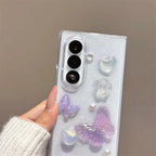 3D Purple Pearl Butterfly Lanyard Bracelet Chain Samsung Z Flip Fold Pre-Order Case Mobile Case by CoverMeUp - Style 3