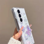 3D Purple Pearl Butterfly Lanyard Bracelet Chain Samsung Z Flip Fold Pre-Order Case Mobile Case by CoverMeUp - Style 5