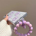 3D Purple Bow Lanyard Bracelet Chain Samsung Z Flip Fold Pre-Order Case Mobile Case by CoverMeUp - Style 4