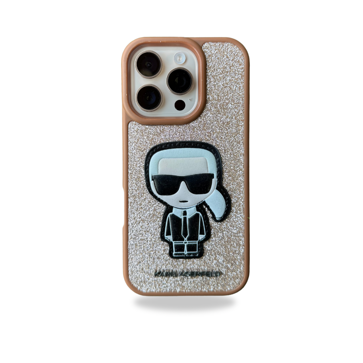 Protective Apple iPhone Back Cover - KRL Glitter Silicon Case for iPhone 16 Pro (BROWN)