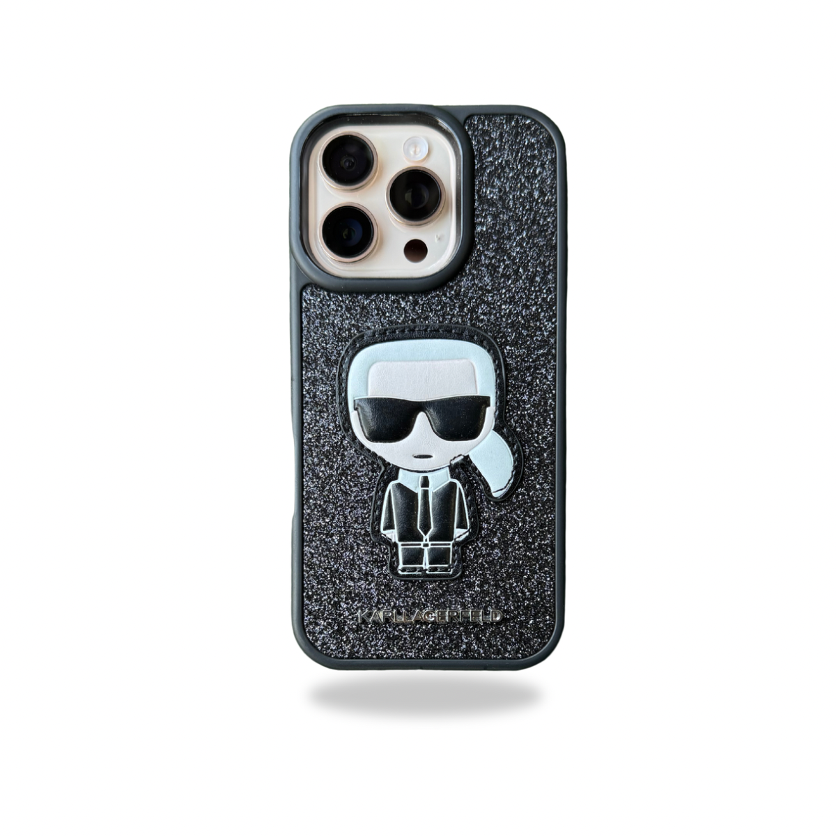 Protective Apple iPhone Back Cover - KRL Glitter Silicon Case for iPhone 16 Pro Max (BLACK)