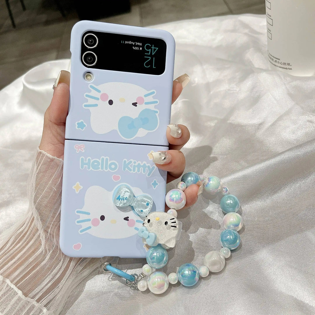 Hello Kitty Samsung Z Flip Blue Lanyard Bracelet Cases