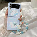 Hello Kitty Samsung Z Flip Blue Lanyard Bracelet Cases Mobile Case by CoverMeUp - Style 4