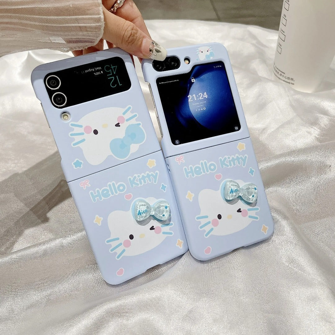 Hello Kitty Samsung Z Flip Blue Lanyard Bracelet Cases Mobile Case by CoverMeUp - Style 2