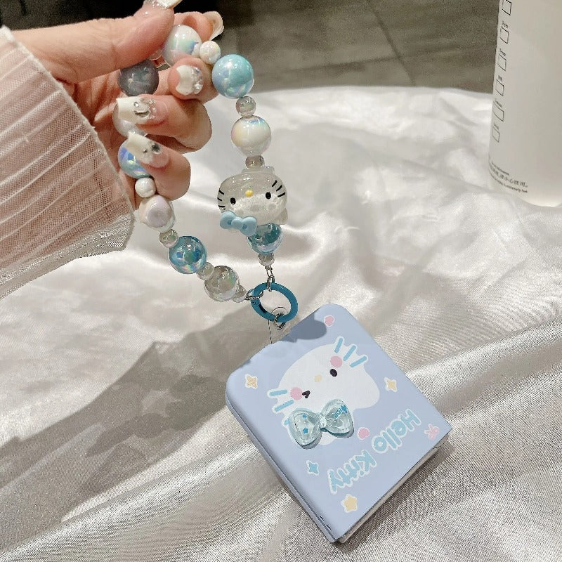 Hello Kitty Samsung Z Flip Blue Lanyard Bracelet Cases Mobile Case by CoverMeUp - Style 7