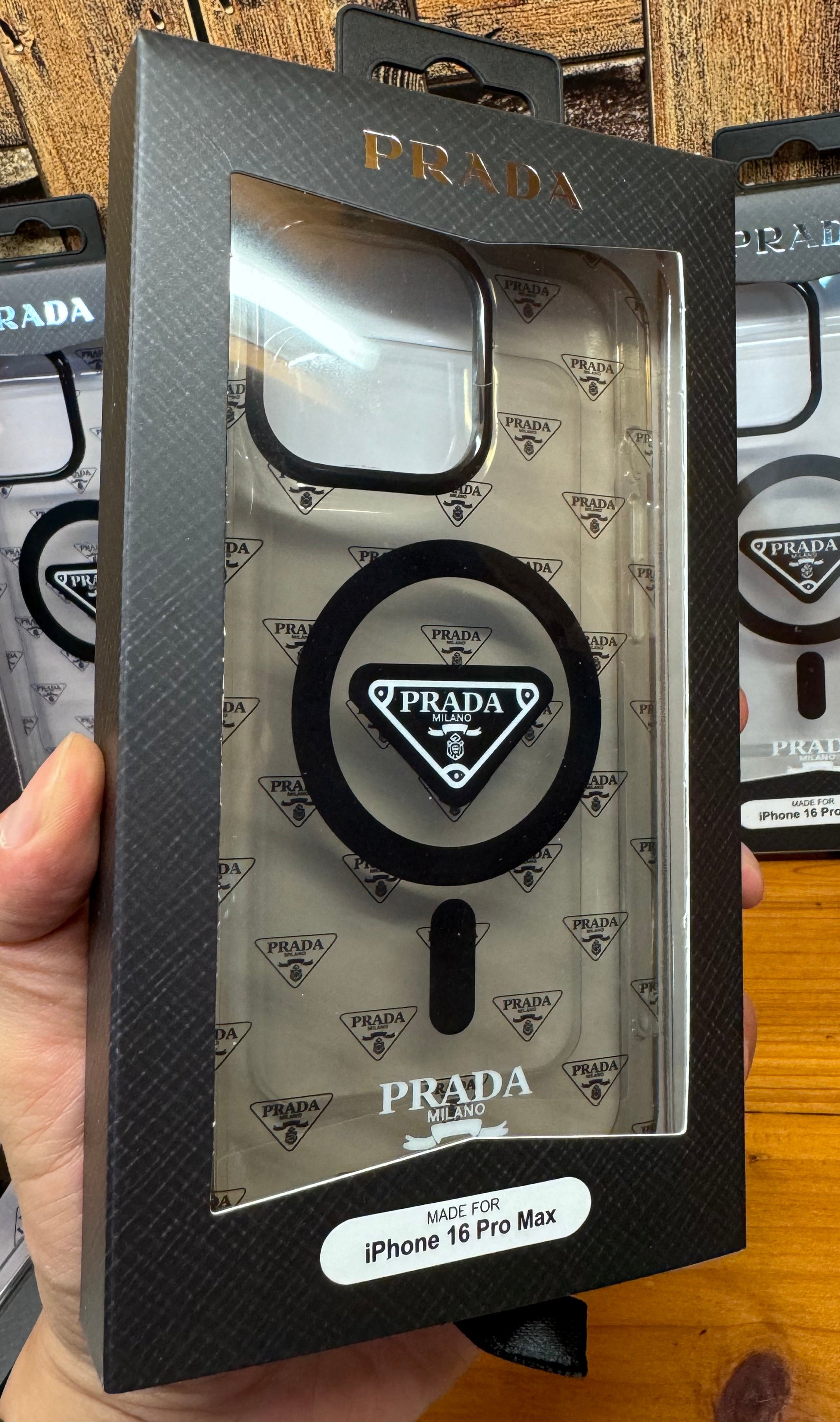 Luxury Branded Transparent Magsafe Case for iPhone 16 (Smoke Grey)