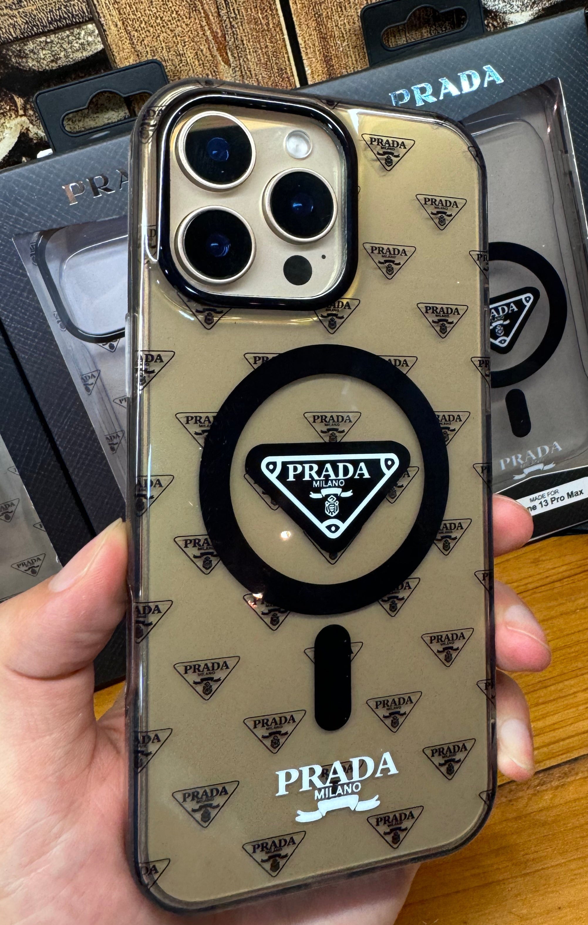 Protective Apple iPhone Back Cover - Luxury Branded Transparent Magsafe Case for iPhone 16 Pro Max (Smoke Grey)