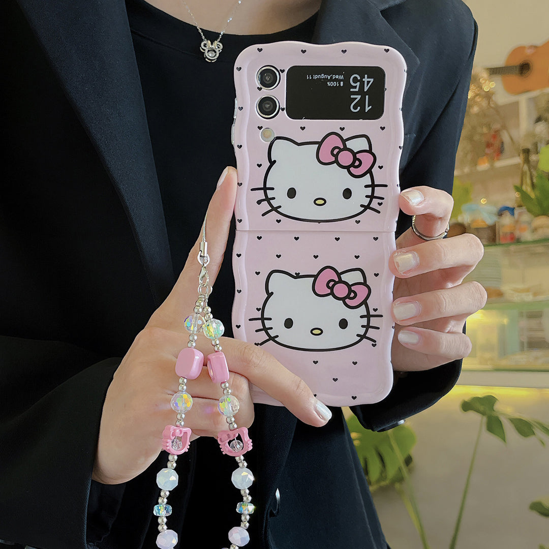 Hello Kitty Samsung Z Flip Pink Lanyard Bracelet Cases