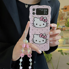 Hello Kitty Samsung Z Flip Pink Lanyard Bracelet Cases