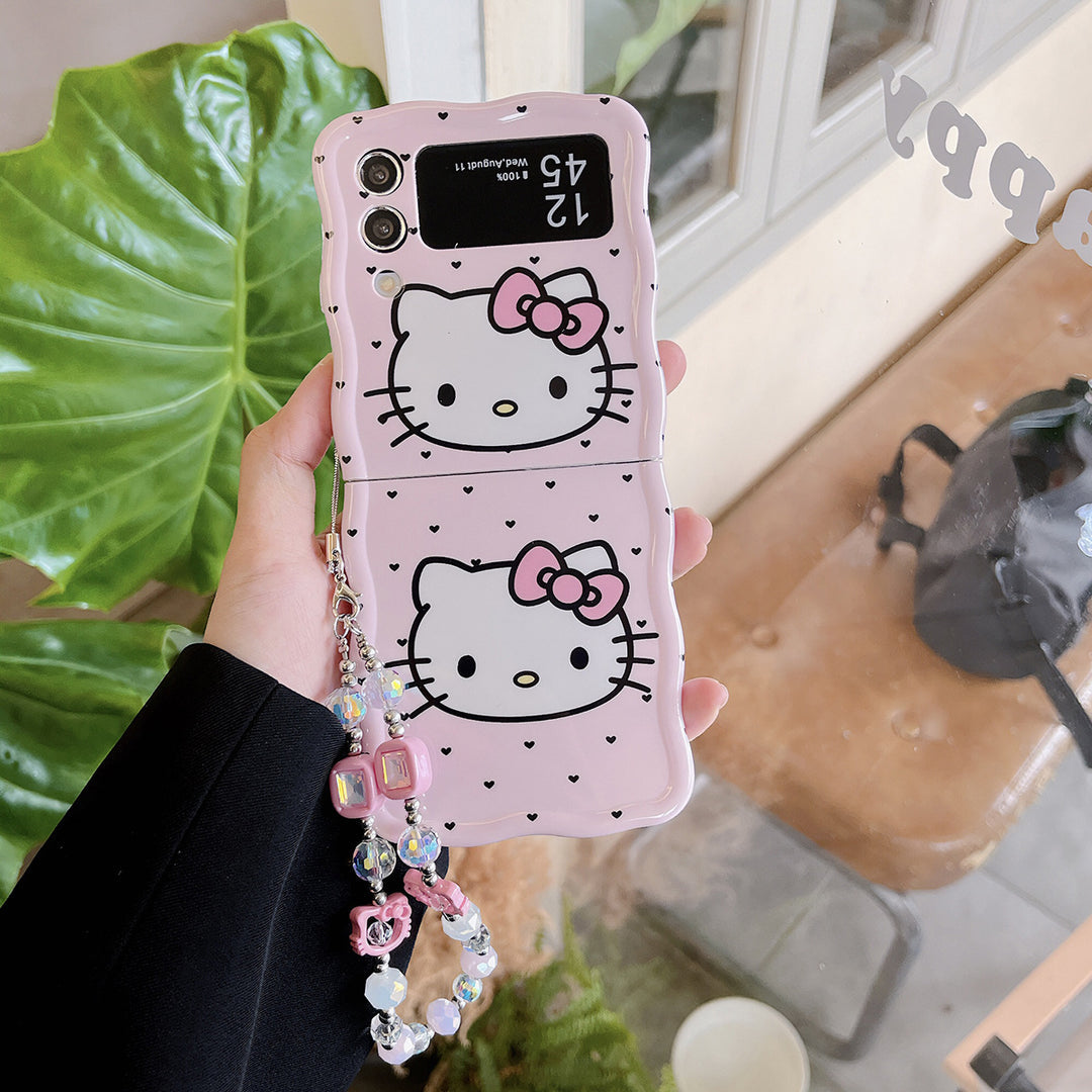 Hello Kitty Samsung Z Flip Pink Lanyard Bracelet Cases Mobile Case by CoverMeUp