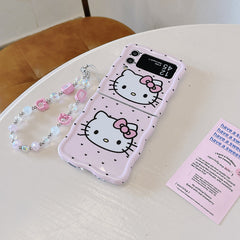 Hello Kitty Samsung Z Flip Pink Lanyard Bracelet Cases