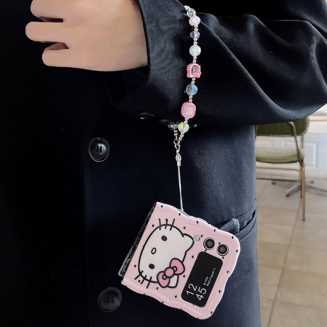 Hello Kitty Samsung Z Flip Pink Lanyard Bracelet Cases