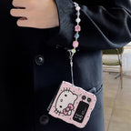 Hello Kitty Samsung Z Flip Pink Lanyard Bracelet Cases Mobile Case by CoverMeUp - Style 2