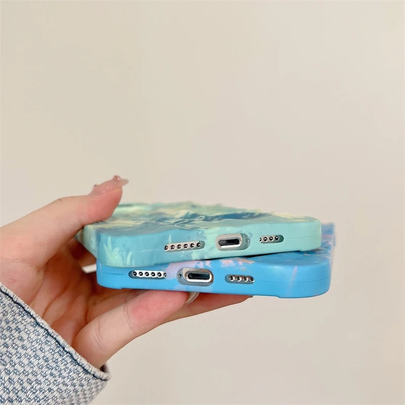 Blue Shaded Aesthetic Textured iPhone Soft Silicone Case