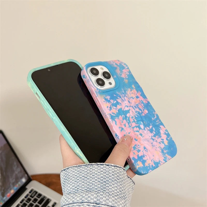 Protective Apple iPhone Back Cover - Blue Shaded Aesthetic Textured iPhone Soft Silicone Case - Style 3