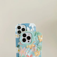 Floral Flowers Cute Aesthetic Textured iPhone Soft Silicone Case