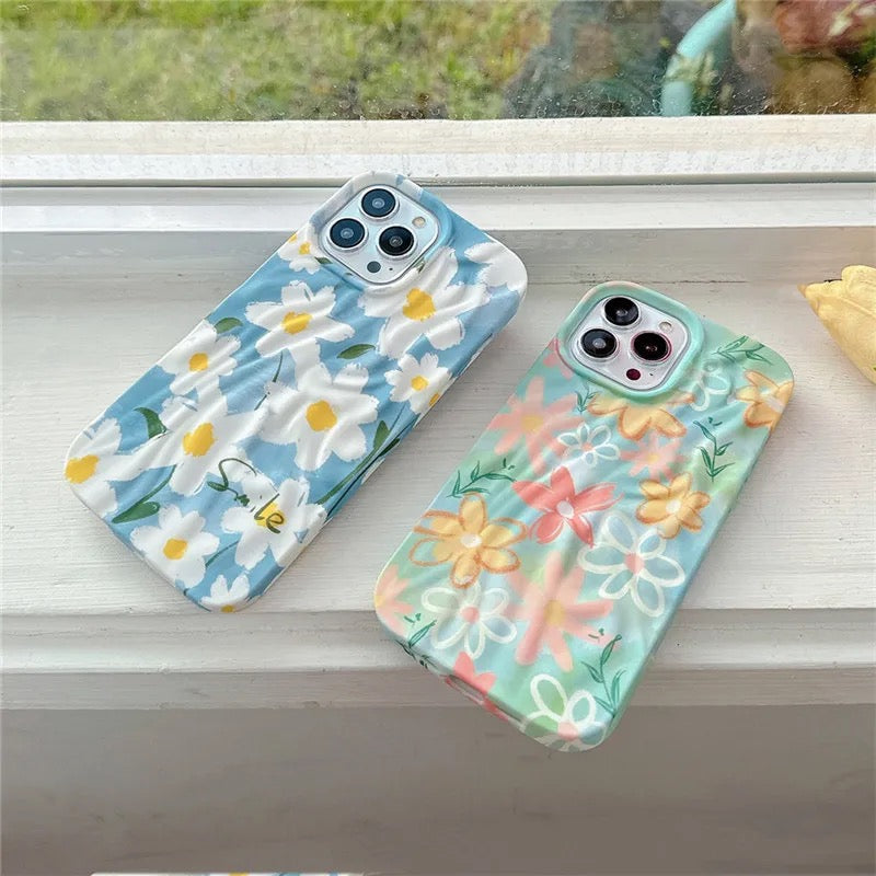 Floral Flowers Cute Aesthetic Textured iPhone Soft Silicone Case