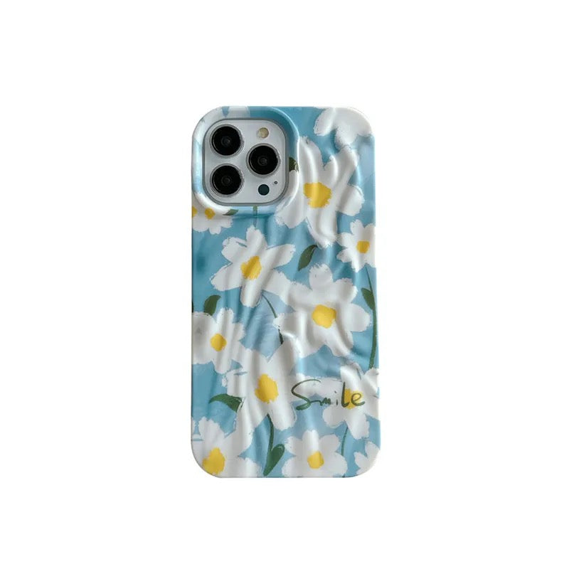 Floral Flowers Cute Aesthetic Textured iPhone Soft Silicone Case