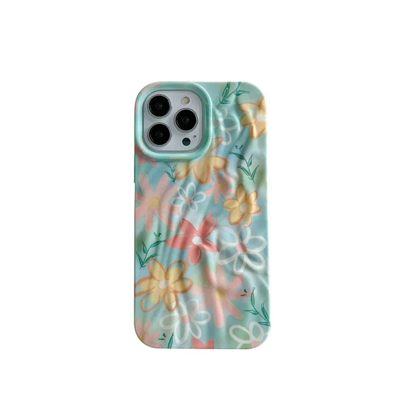 Floral Flowers Cute Aesthetic Textured iPhone Soft Silicone Case