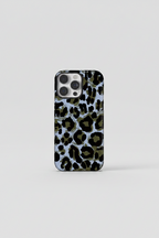 Protective Apple iPhone Back Cover - Brown Blue Leopard Magsafe Magnetic Phone Holder iPhone Pre-Order Case - Style 8