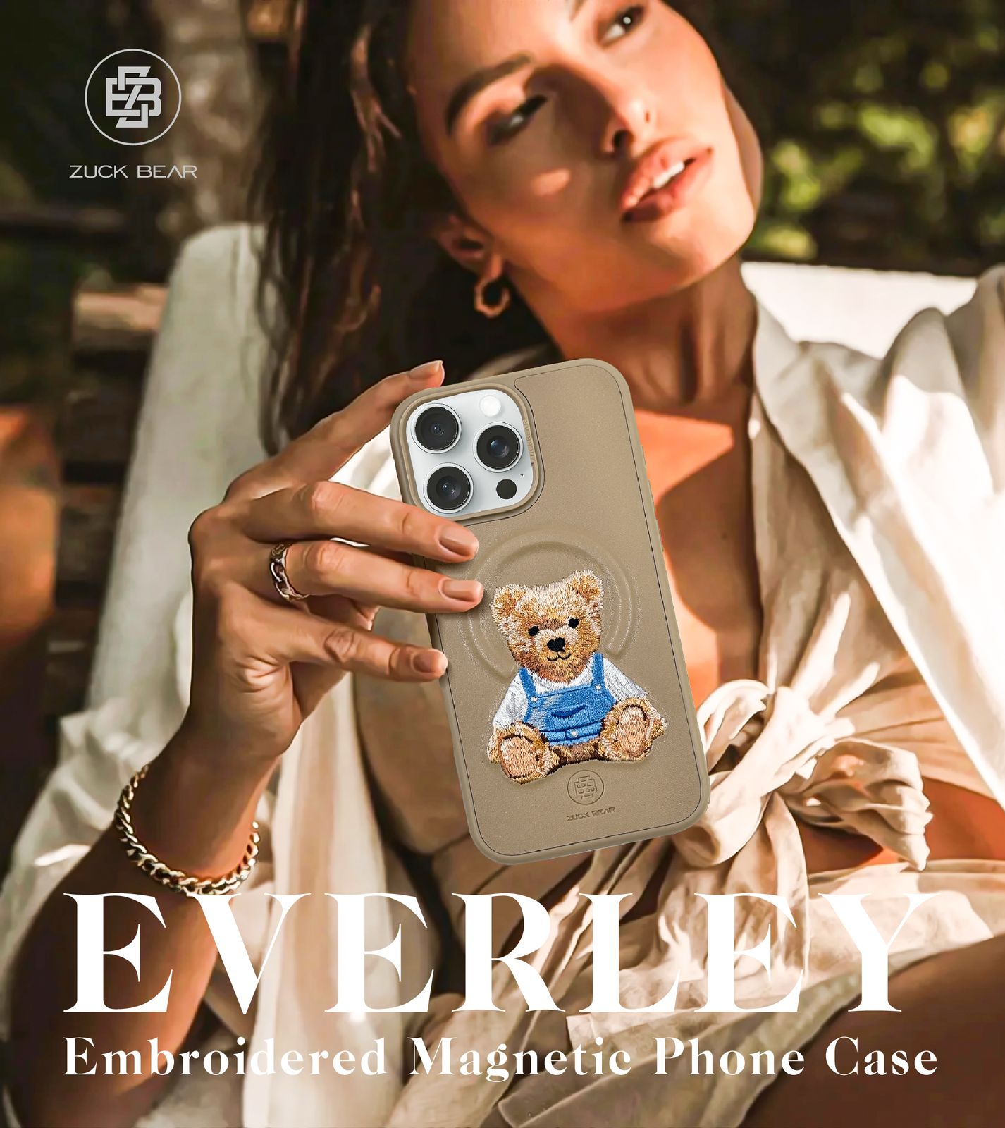 Protective Apple iPhone Back Cover - ZUCK BEAR Everley Series PU Leather Magsafe Case for iPhone 16 Pro Max (Light Brown)