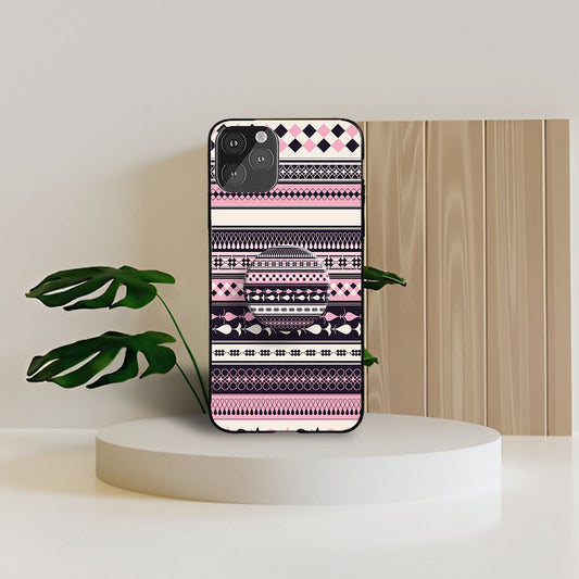 Ethnic Pink Stripe Phone Holder Glossy Metal Bumper Case Mobile Case by CoverMeUp