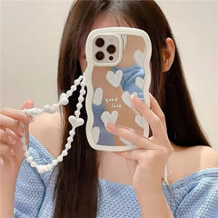Wavy White Heart Mirror iPhone Case