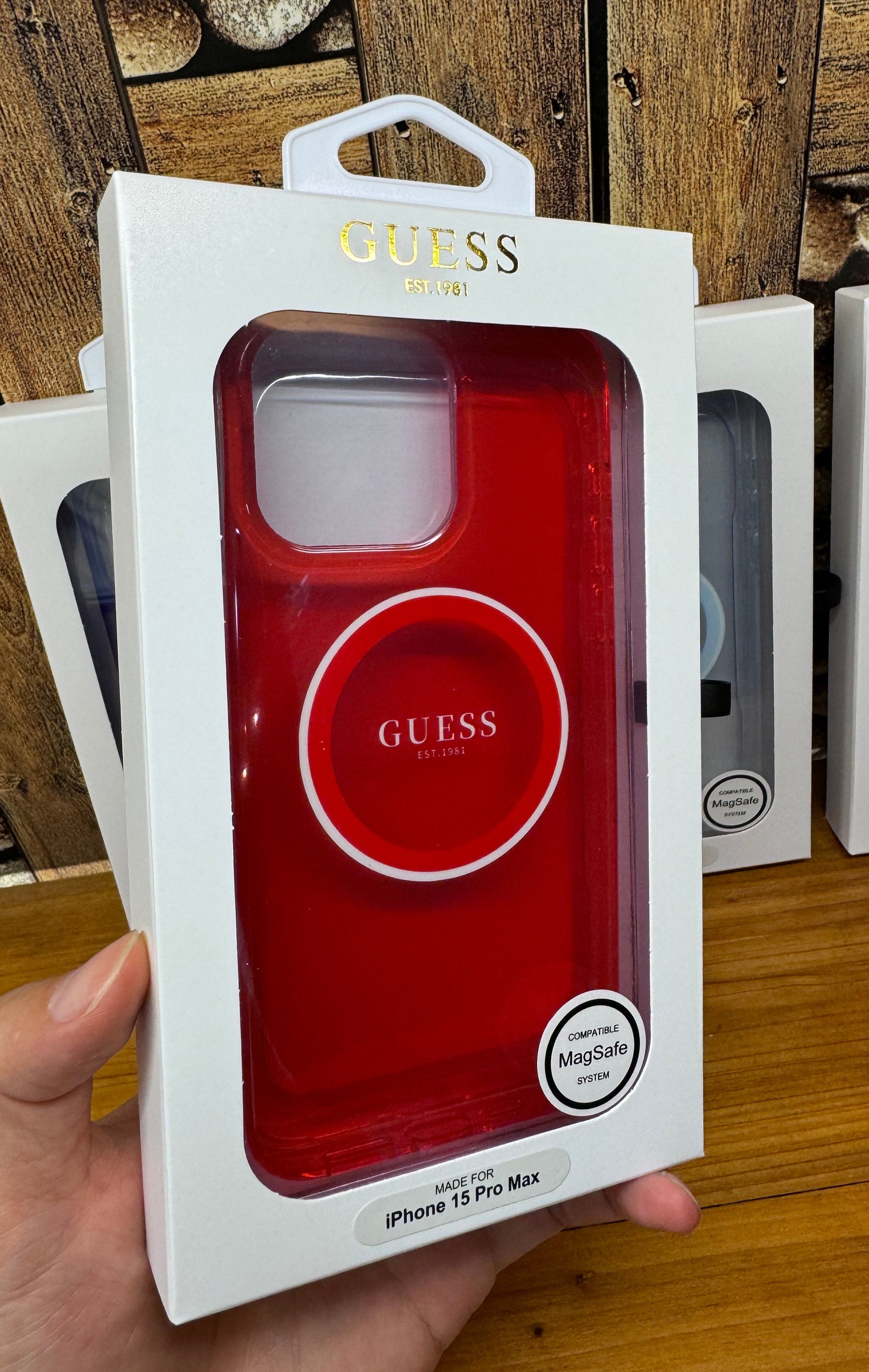 Luxury Branded Transparent Magsafe Case for iPhone 16 Pro (Transparent Red)