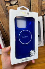 Luxury Branded Transparent Magsafe Case for iPhone 16 Plus (Transparent Blue)