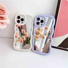 Macaron Makeup Mirror Wavy Rubber Bumper iPhone Case