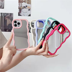 Macaron Makeup Mirror Wavy Rubber Bumper iPhone Case