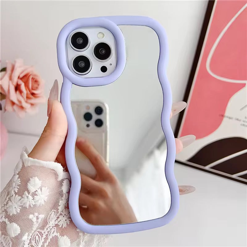 Macaron Makeup Mirror Wavy Rubber Bumper iPhone Case