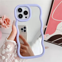 Macaron Makeup Mirror Wavy Rubber Bumper iPhone Case