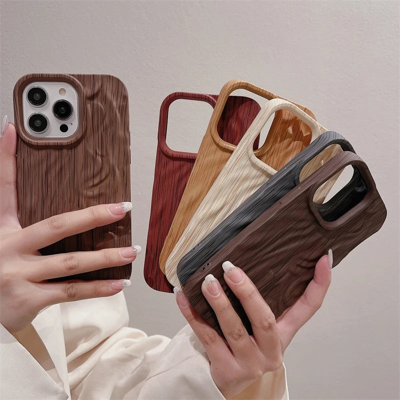 Protective Apple iPhone Back Cover - Wooden Textured iPhone Soft Silicone Case